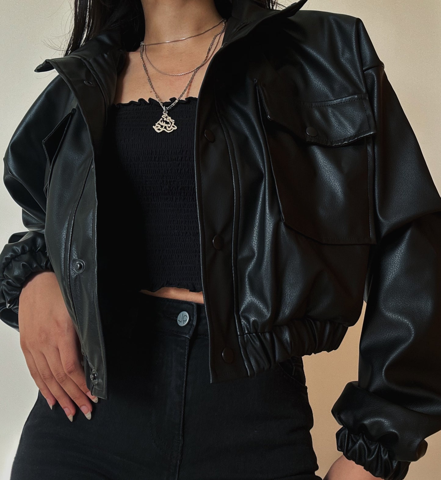 Leather Cropped Jacket