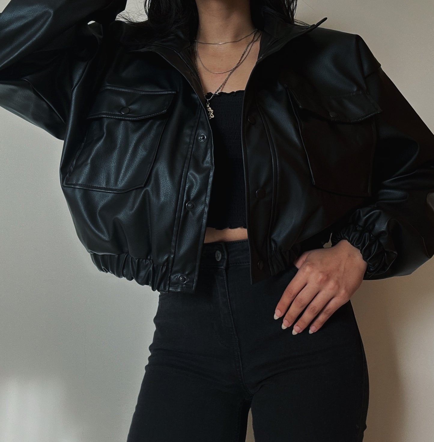 Leather Cropped Jacket