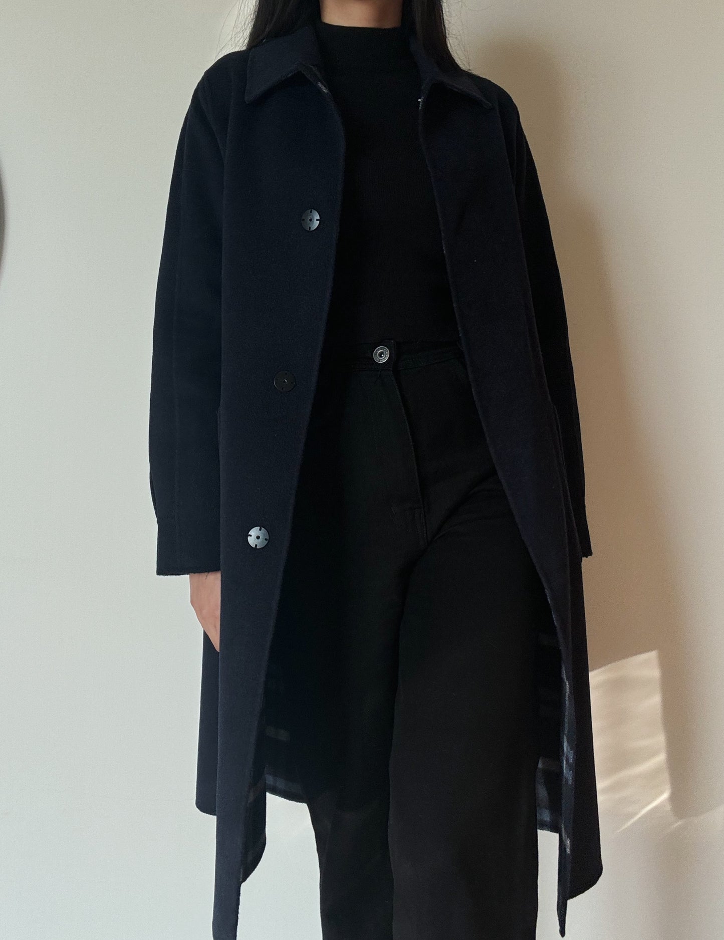 Navy Blue Reversible Coat (Wool-Blend)