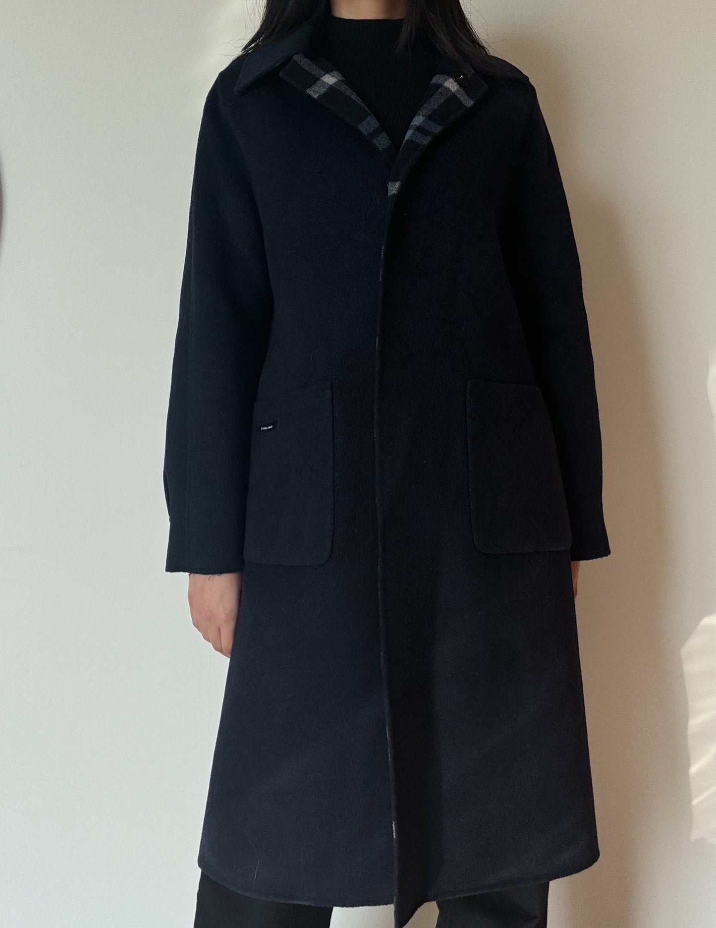 Navy Blue Reversible Coat (Wool-Blend)