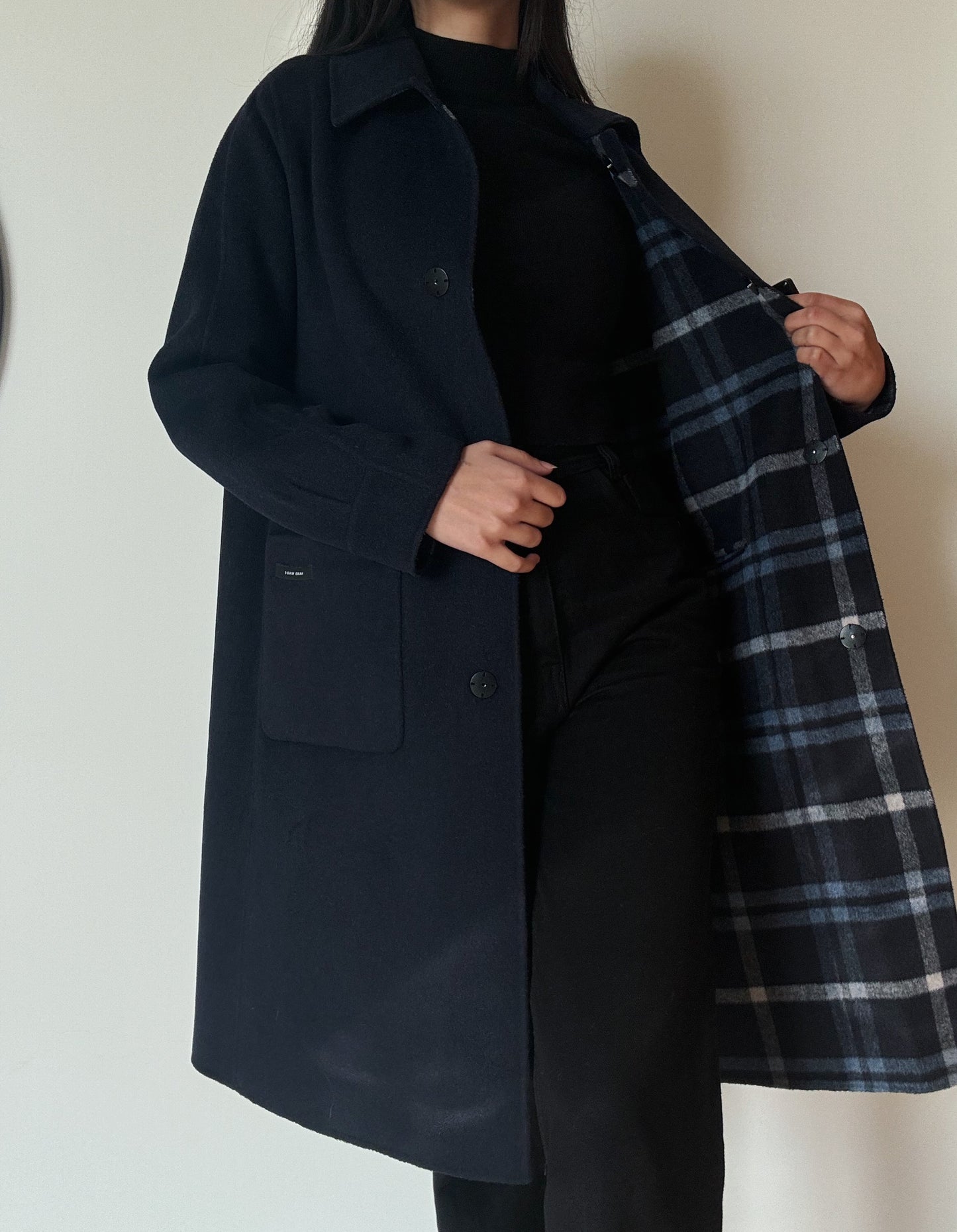 Navy Blue Reversible Coat (Wool-Blend)