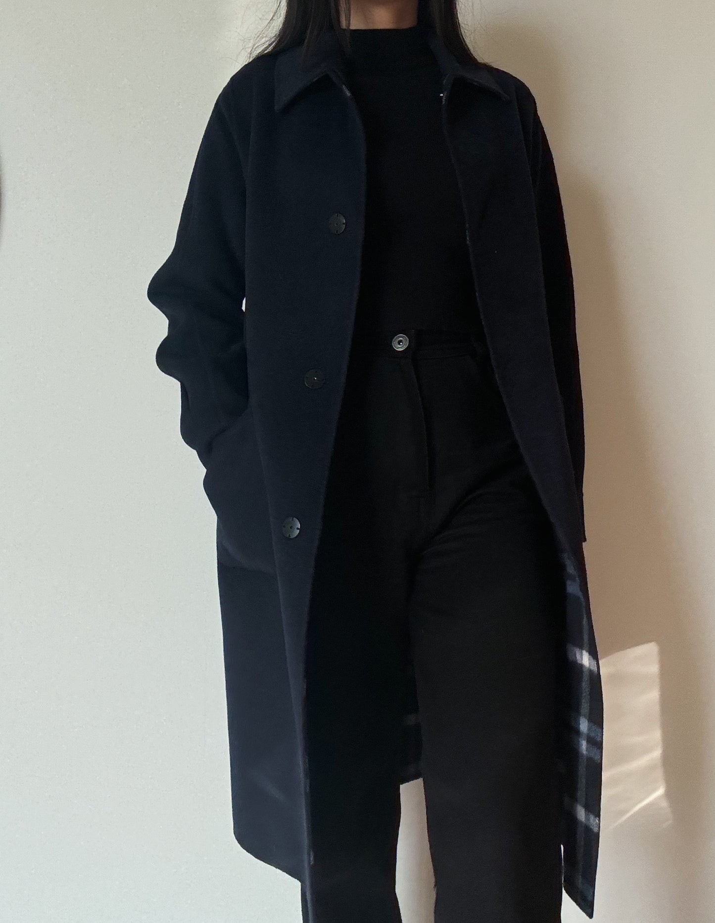 Navy Blue Reversible Coat (Wool-Blend)
