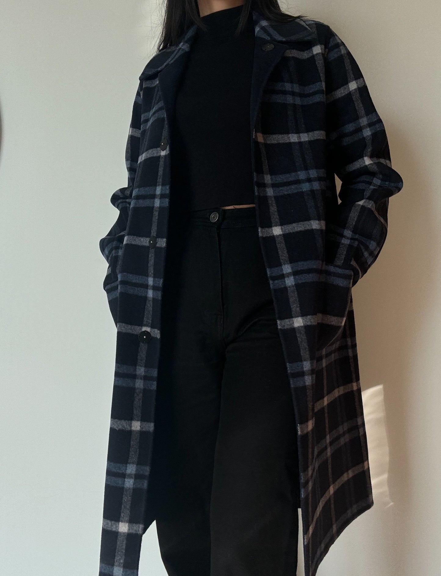 Navy Blue Reversible Coat (Wool-Blend)