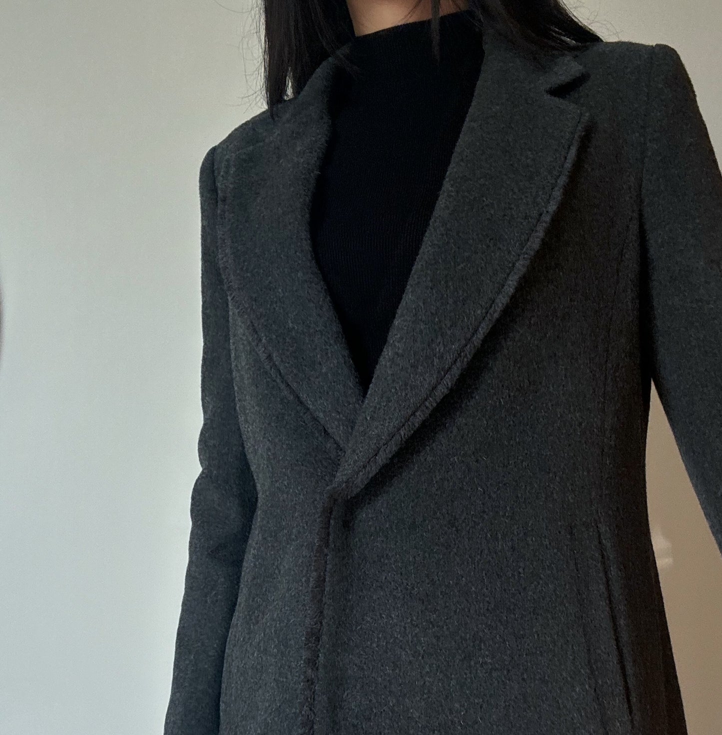 Dark Grey Midi Coat (70% Wool)