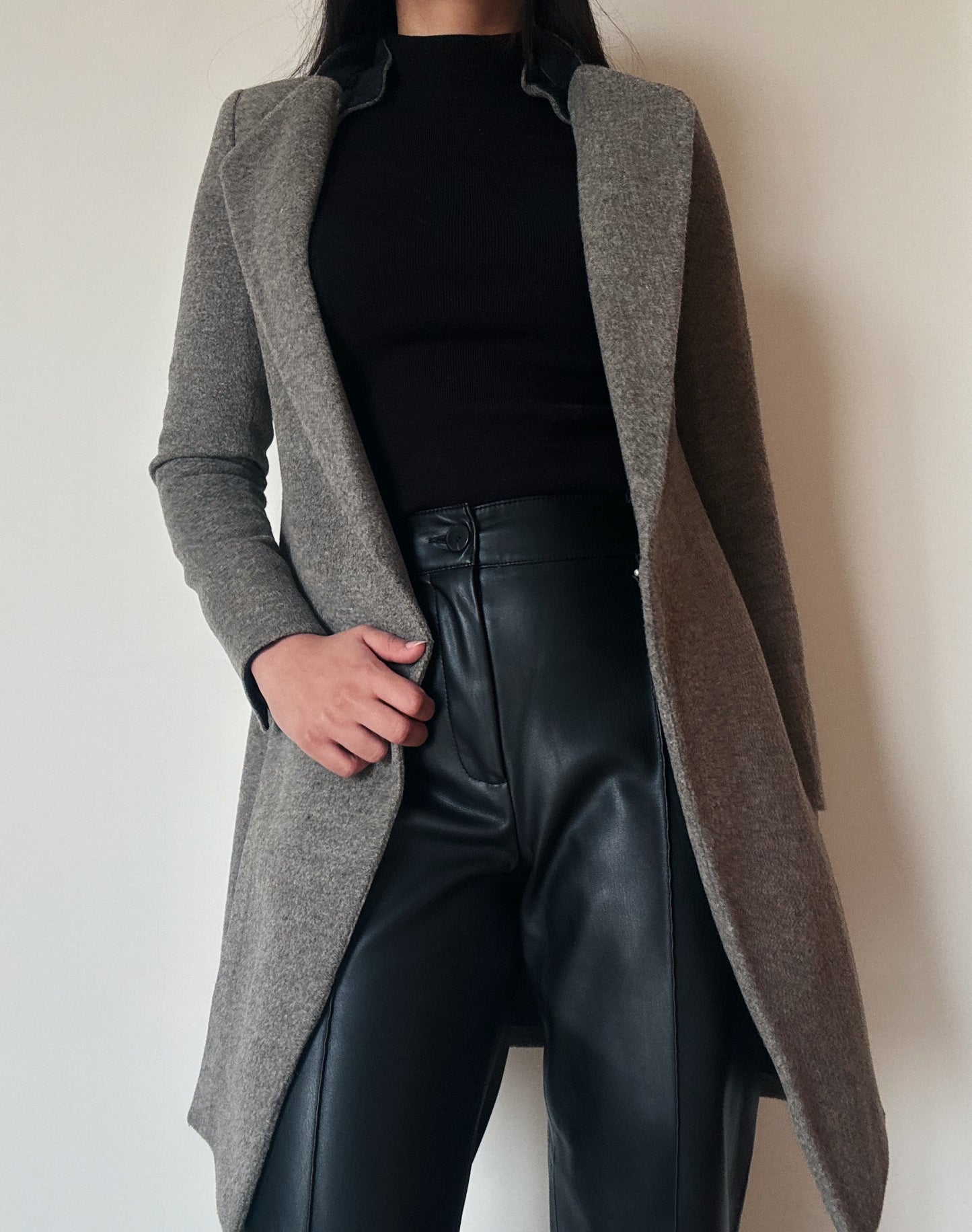 Grey Structured Coat (80% Wool)