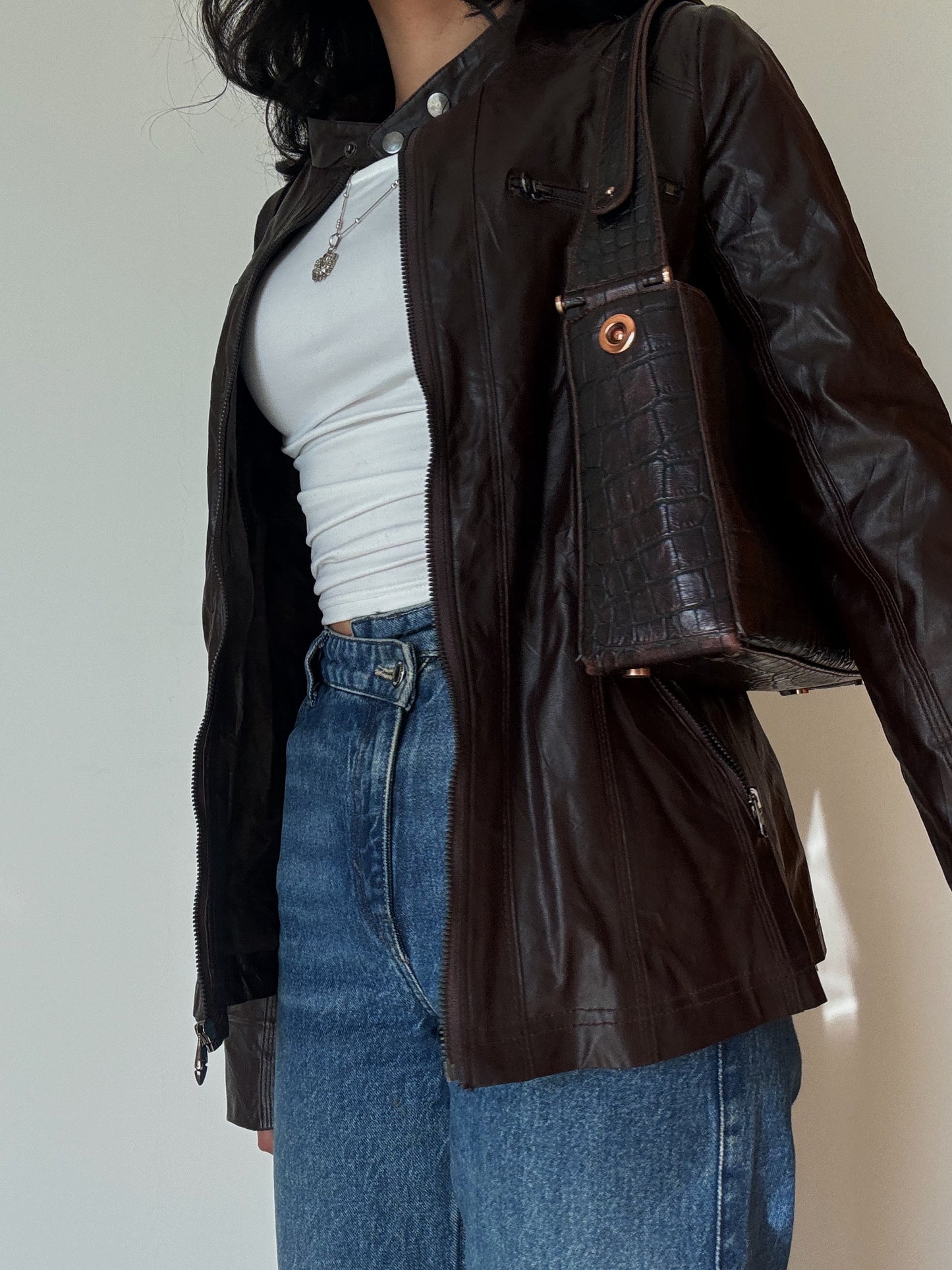 Chocolate Leather Jacket (faux leather)