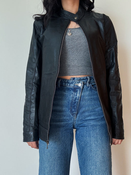 Black Leather Jacket (genuine leather)