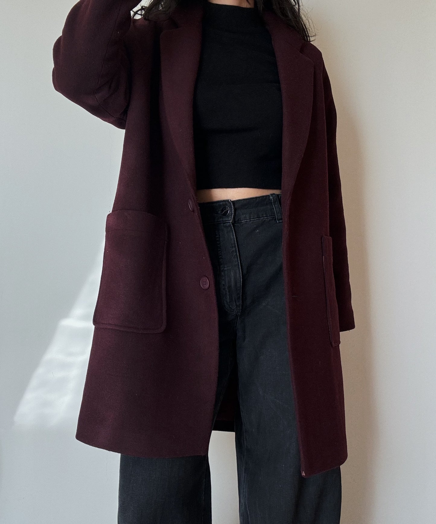 Maroon Midi Coat