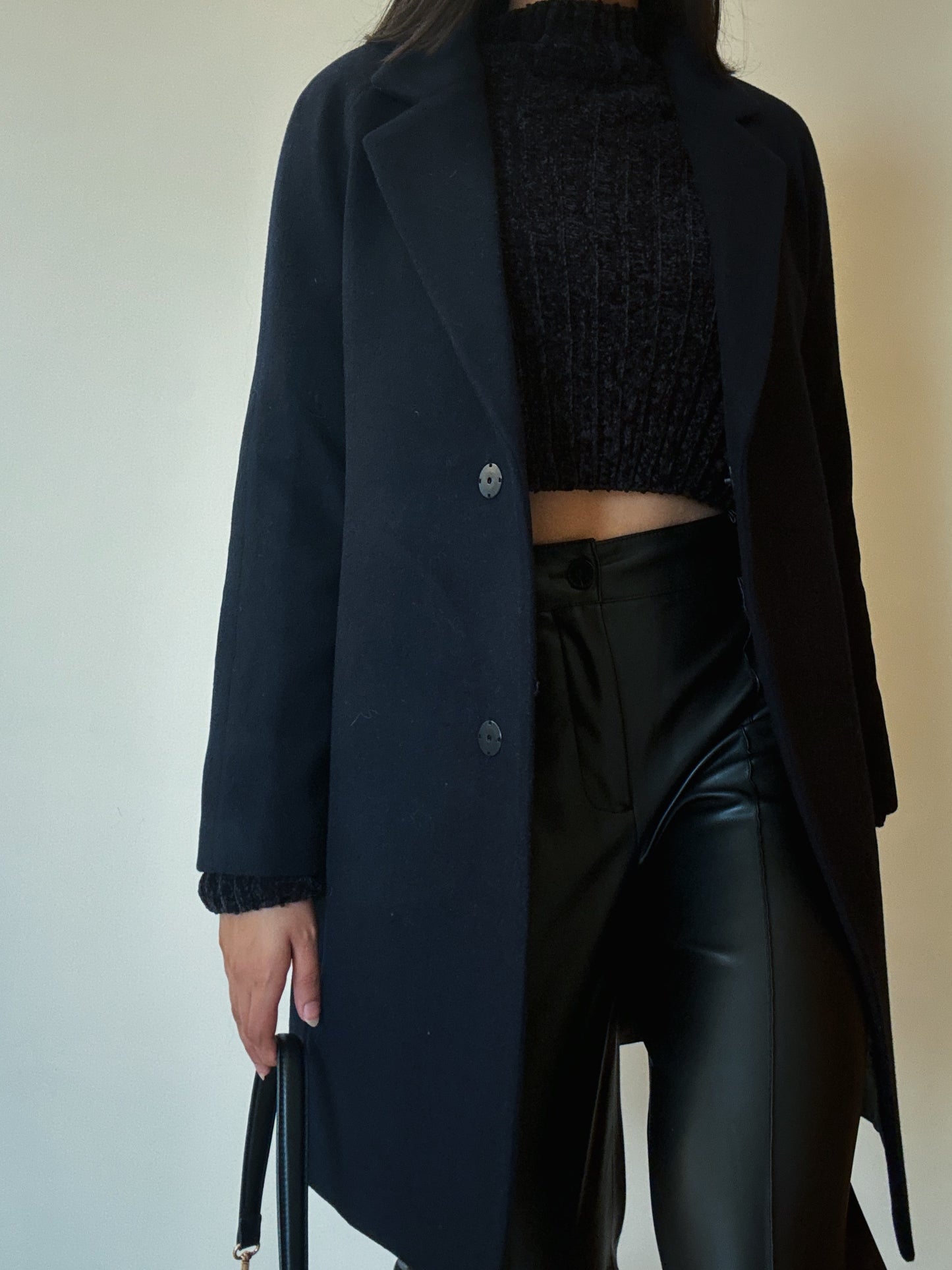 Black Midi Coat (Wool-Cashmere Blend)