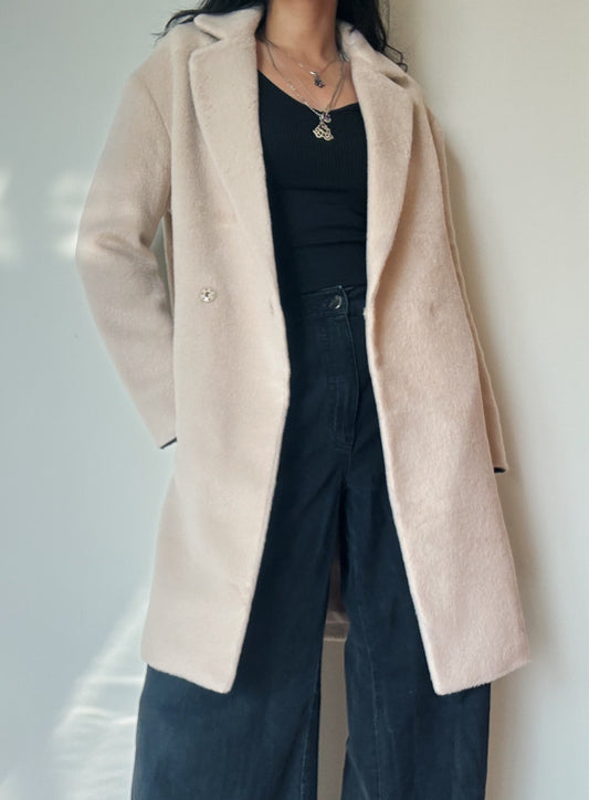 Cream Fur Coat (10% Wool)