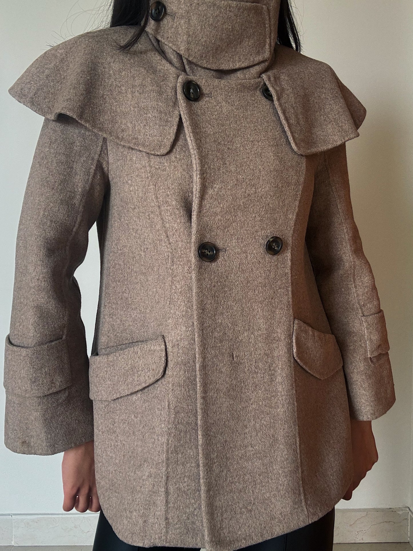 Beige Short Coat (46% Wool)