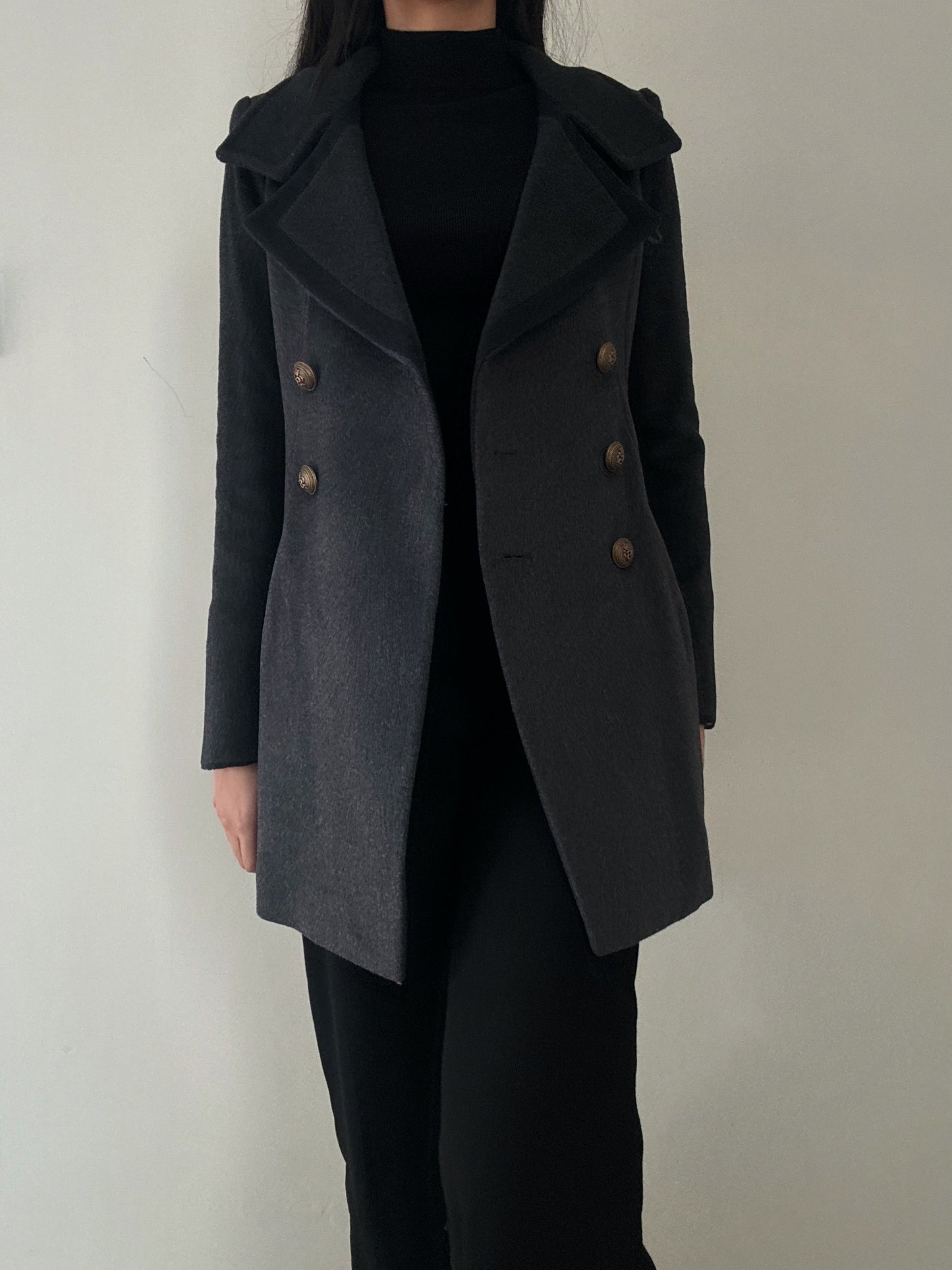 Grey Midi Coat (90% Wool)