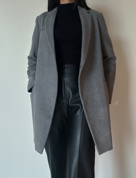 Light Grey Midi Coat (70% Wool)