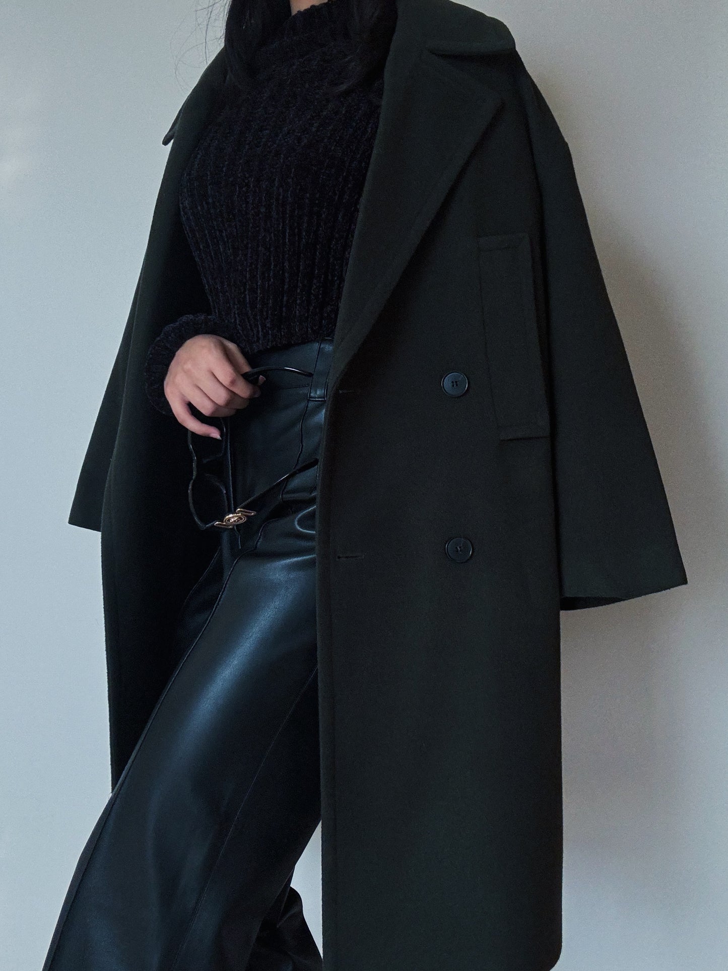 Navy Green Long Coat