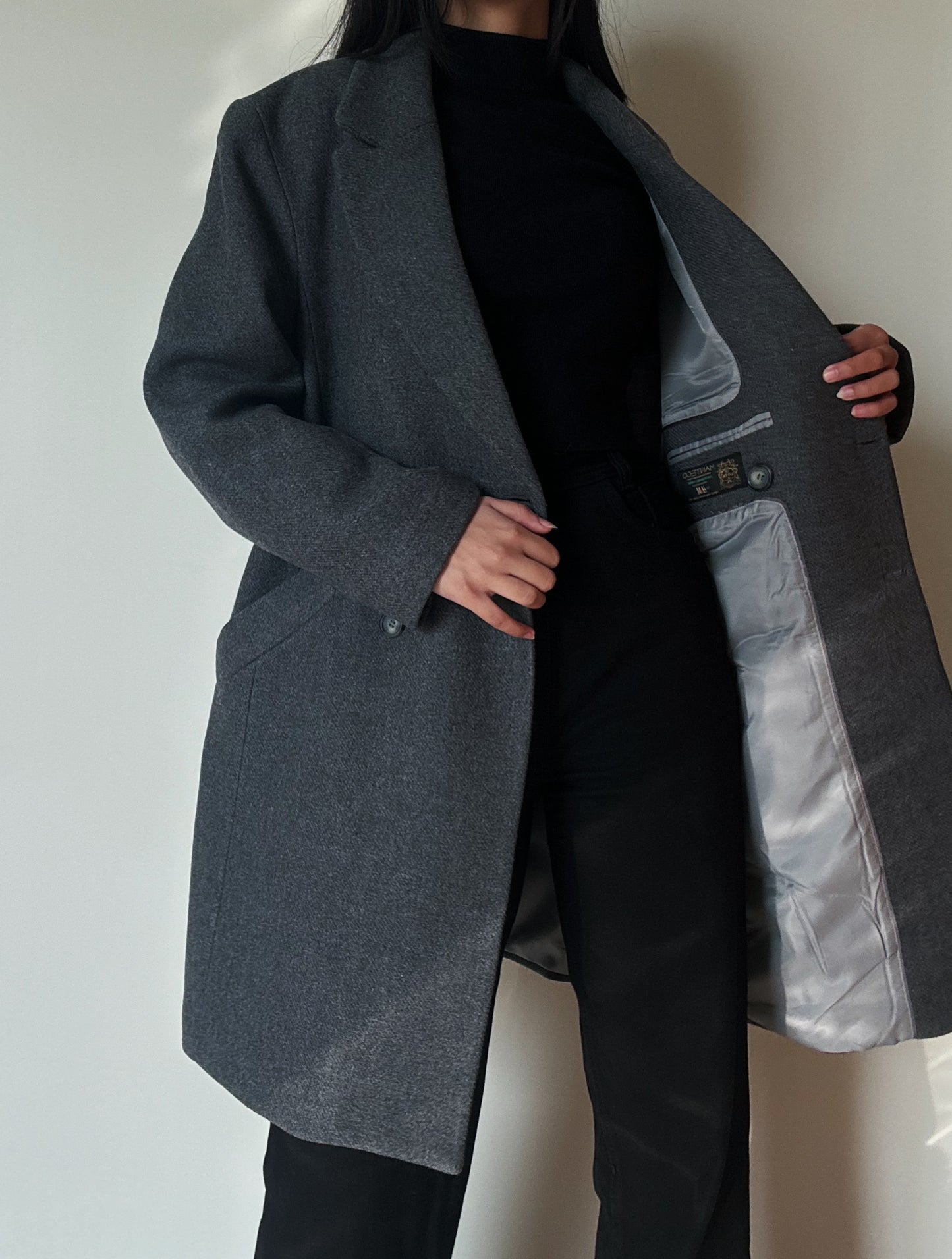 Grey Structured Italian Coat (65% Wool)