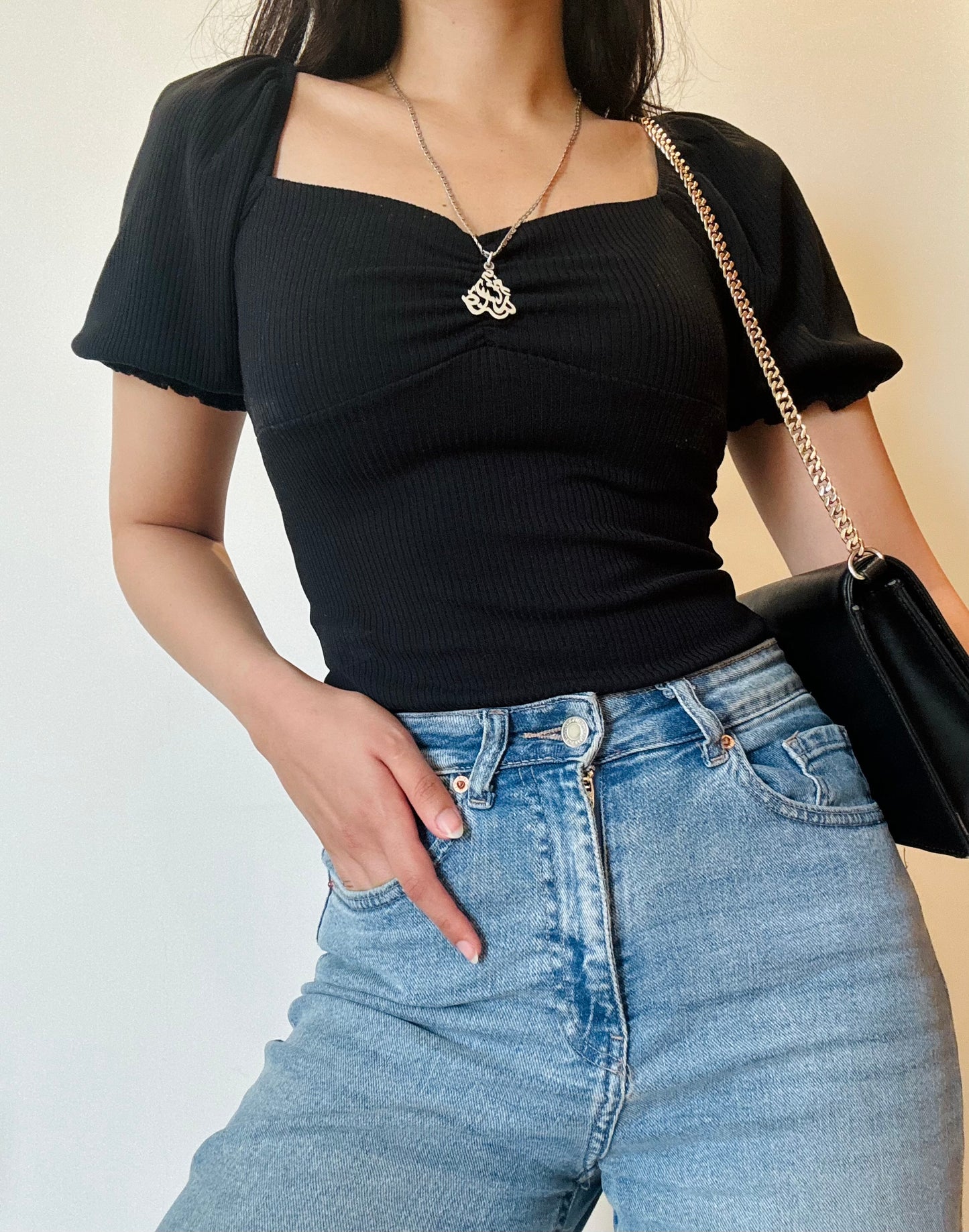 Black Puff Bodysuit