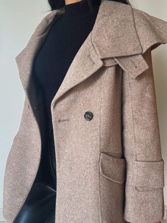 Beige Short Coat (46% Wool)