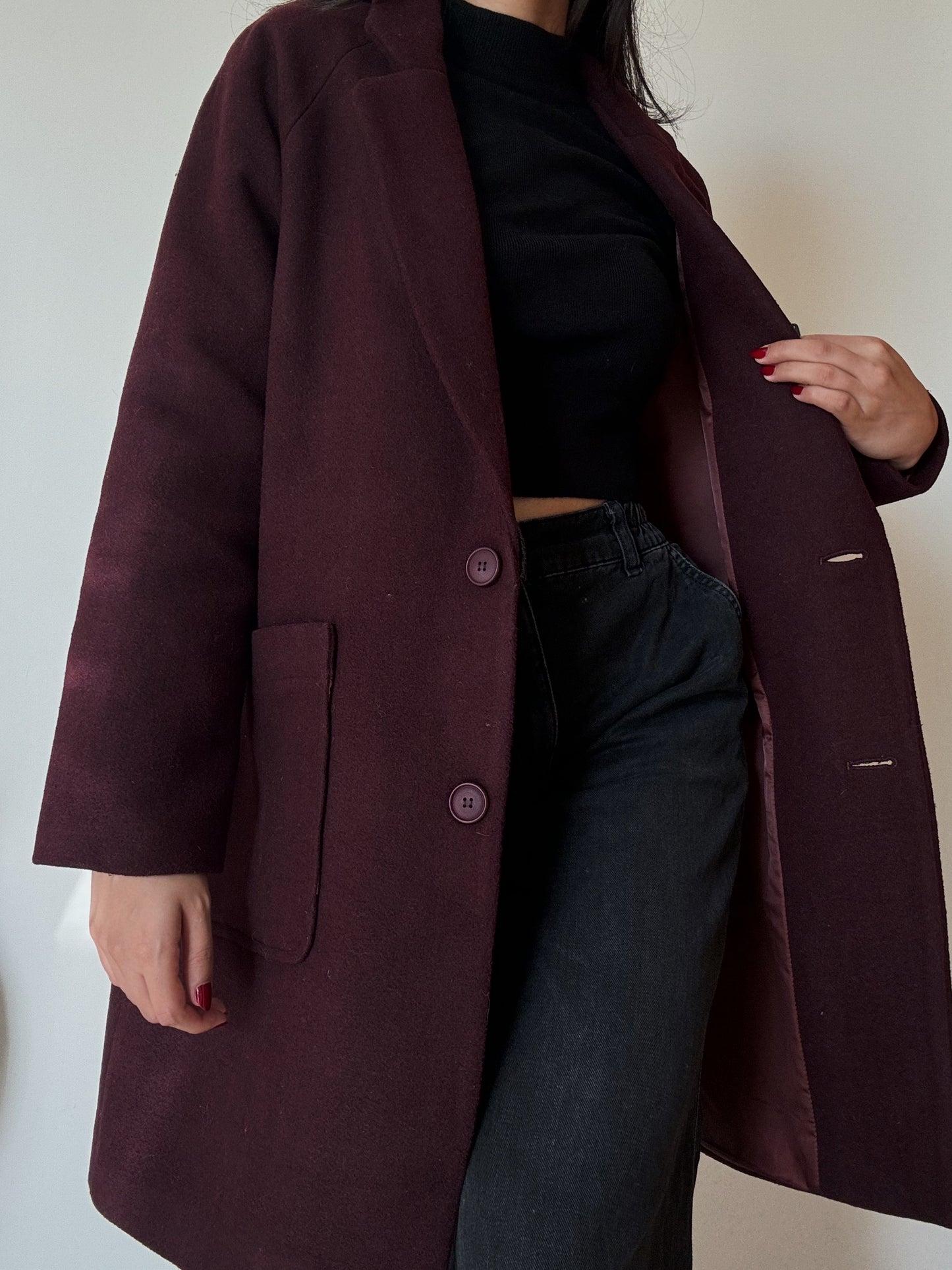 Maroon Midi Coat