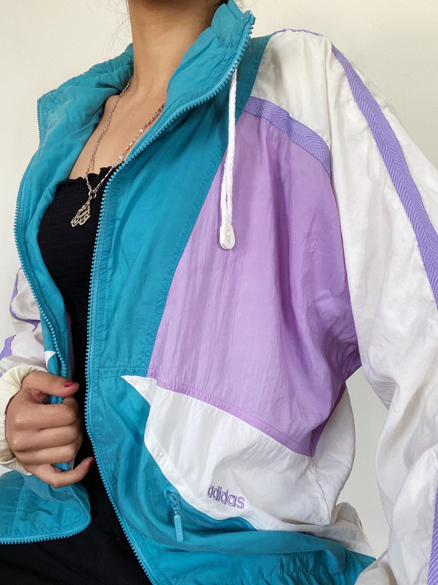 Vintage Adidas White & Purple Windbreaker