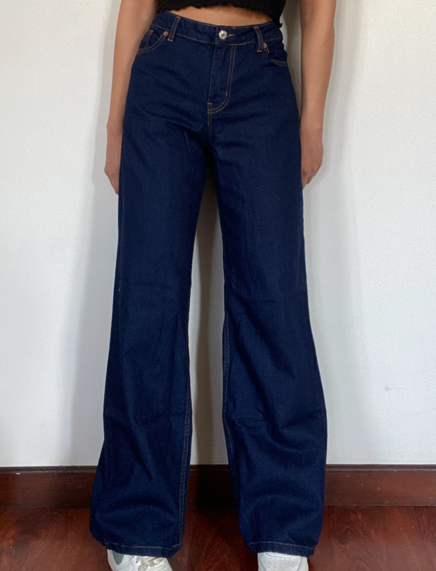 Mango Dark Blue Wide Leg Jeans