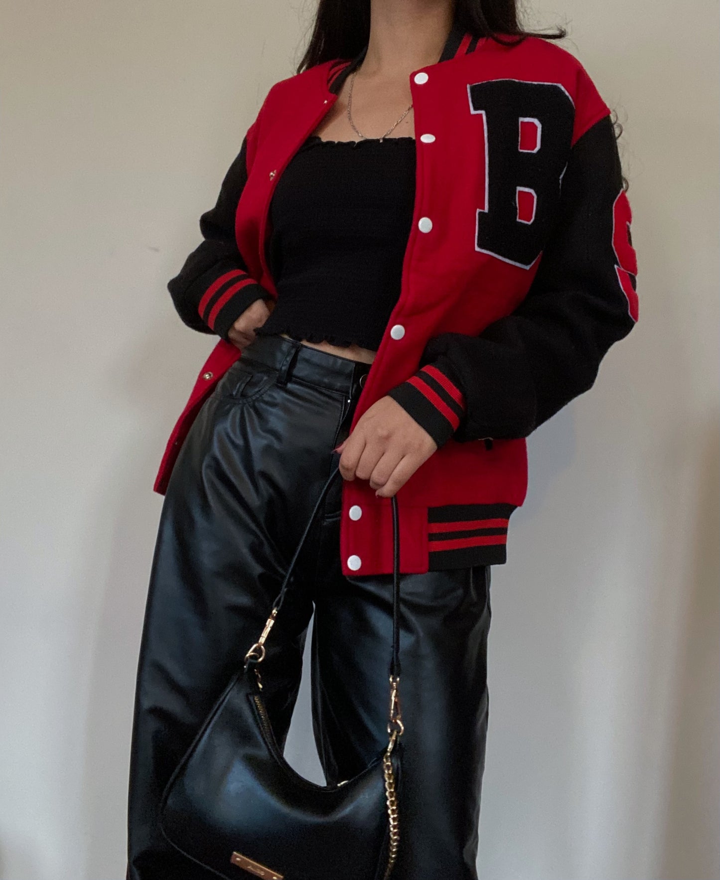 Wool Letterman jacket (Red & Black)