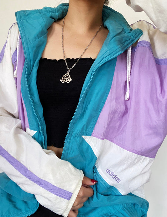 Vintage Adidas White & Purple Windbreaker