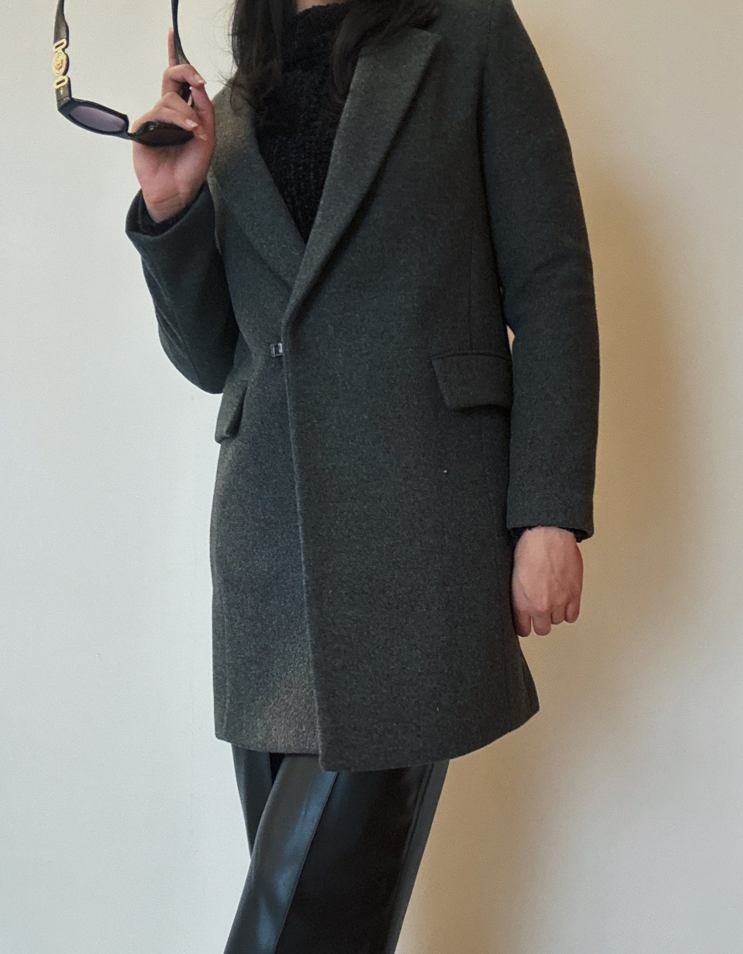 Dark Grey Mid Length Coat (67% Wool)