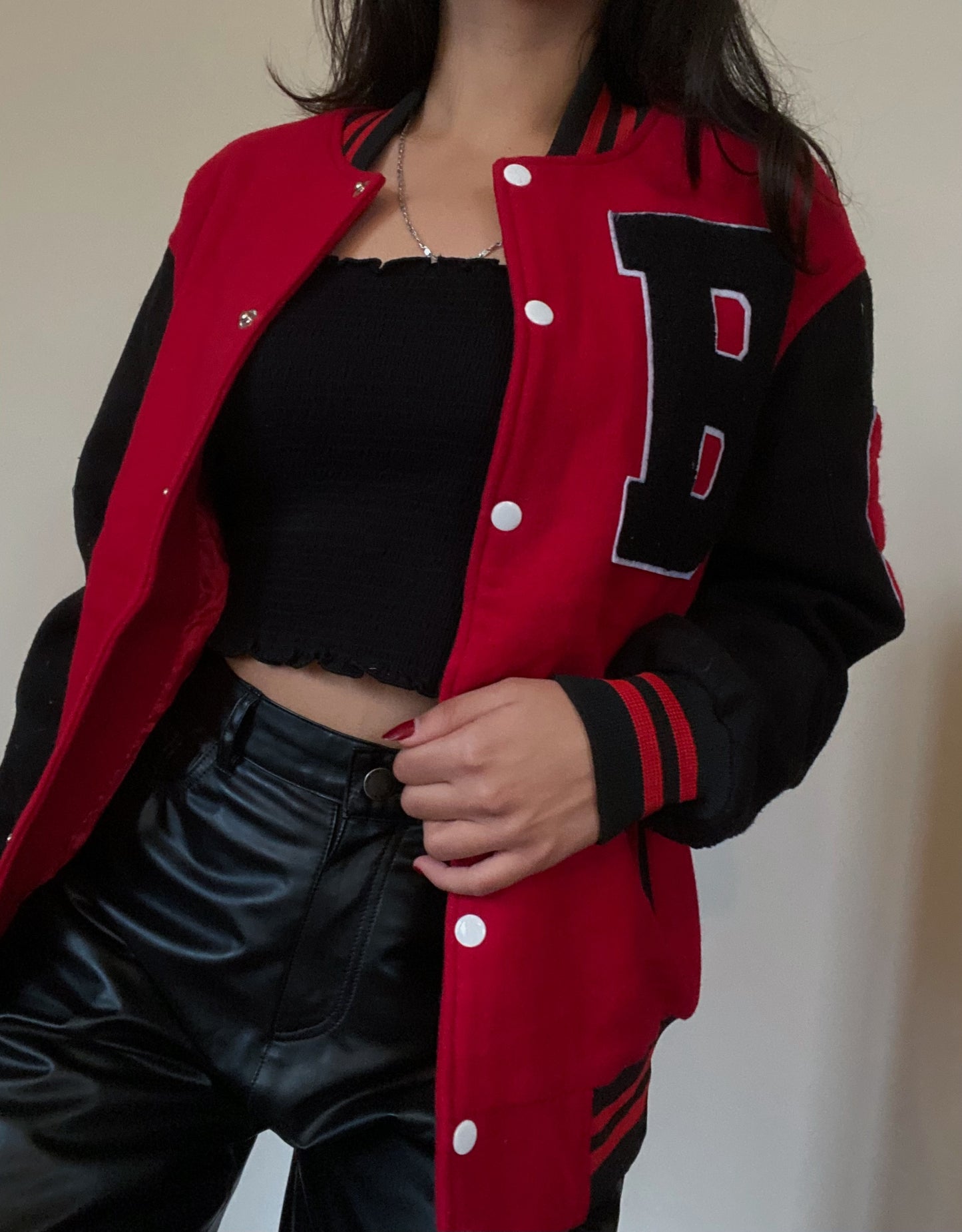 Wool Letterman jacket (Red & Black)