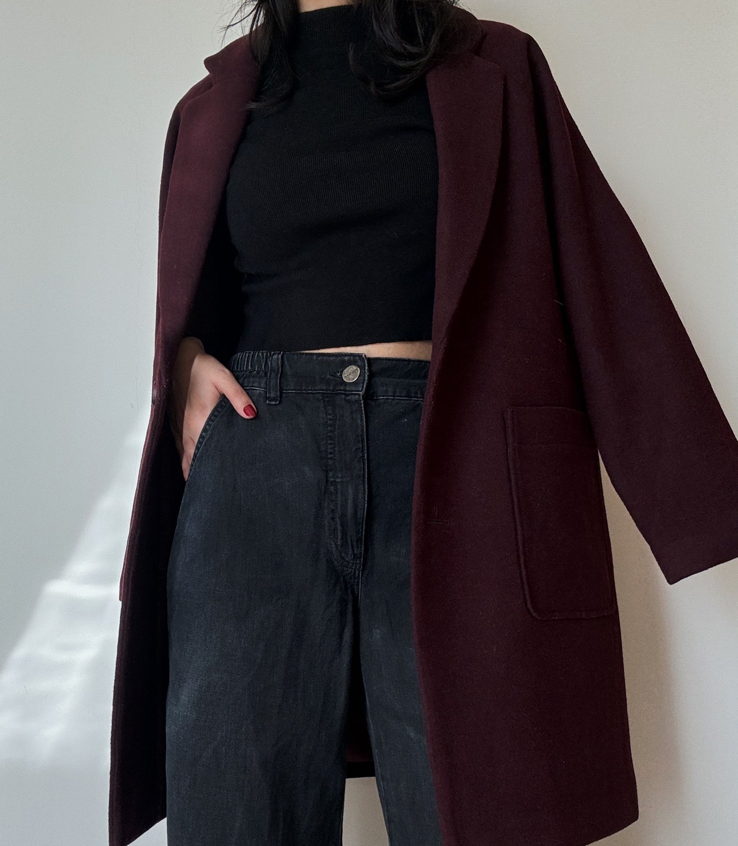 Maroon Midi Coat