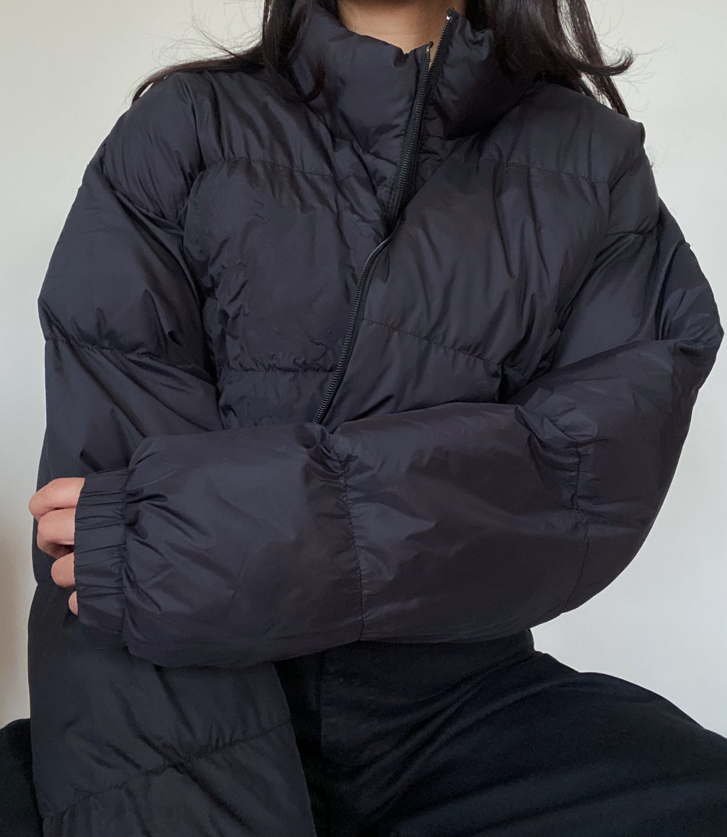 Matte Black Cropped Puffer