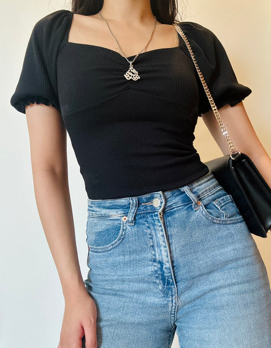 Black Puff Bodysuit