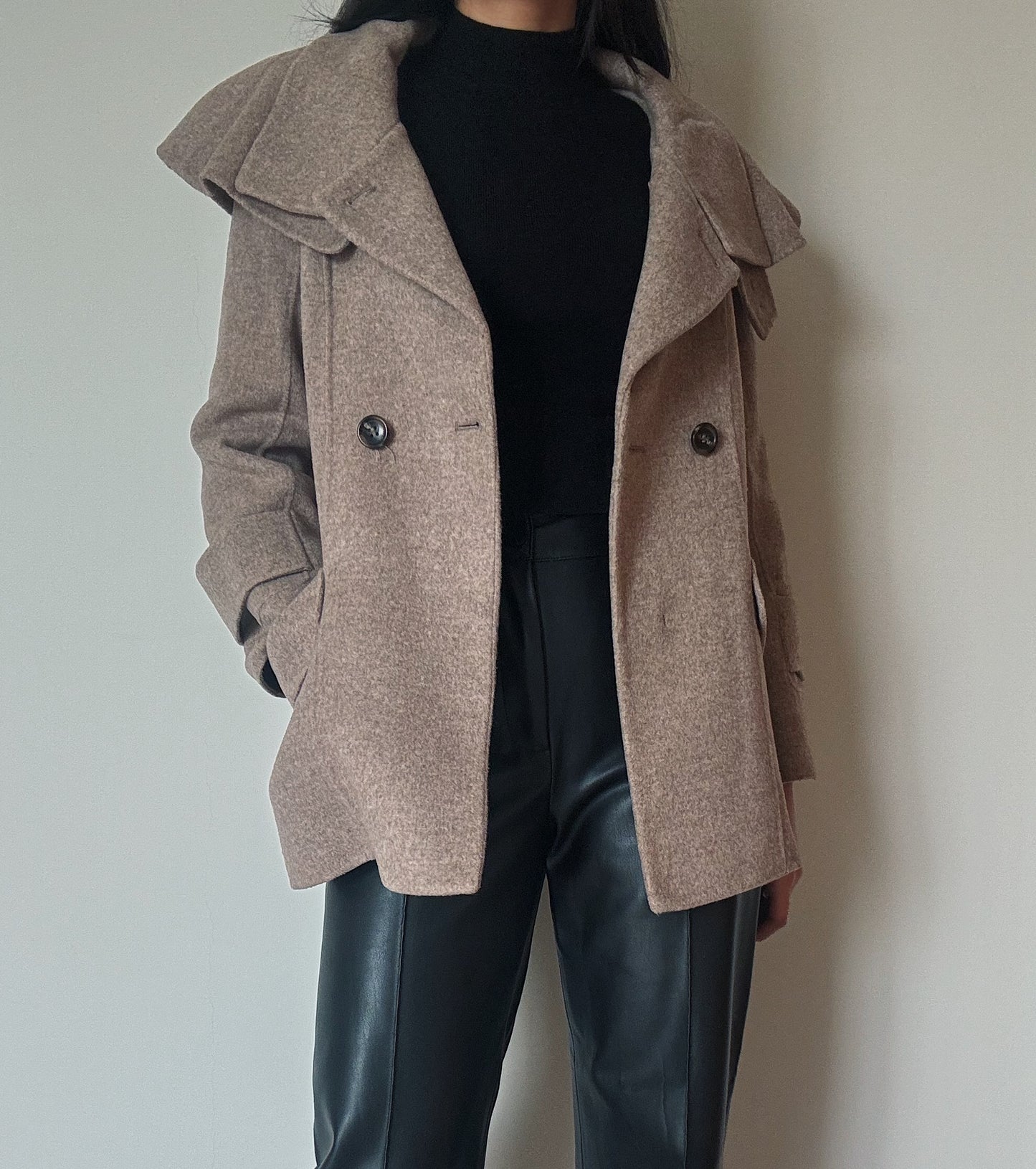 Beige Short Coat (46% Wool)