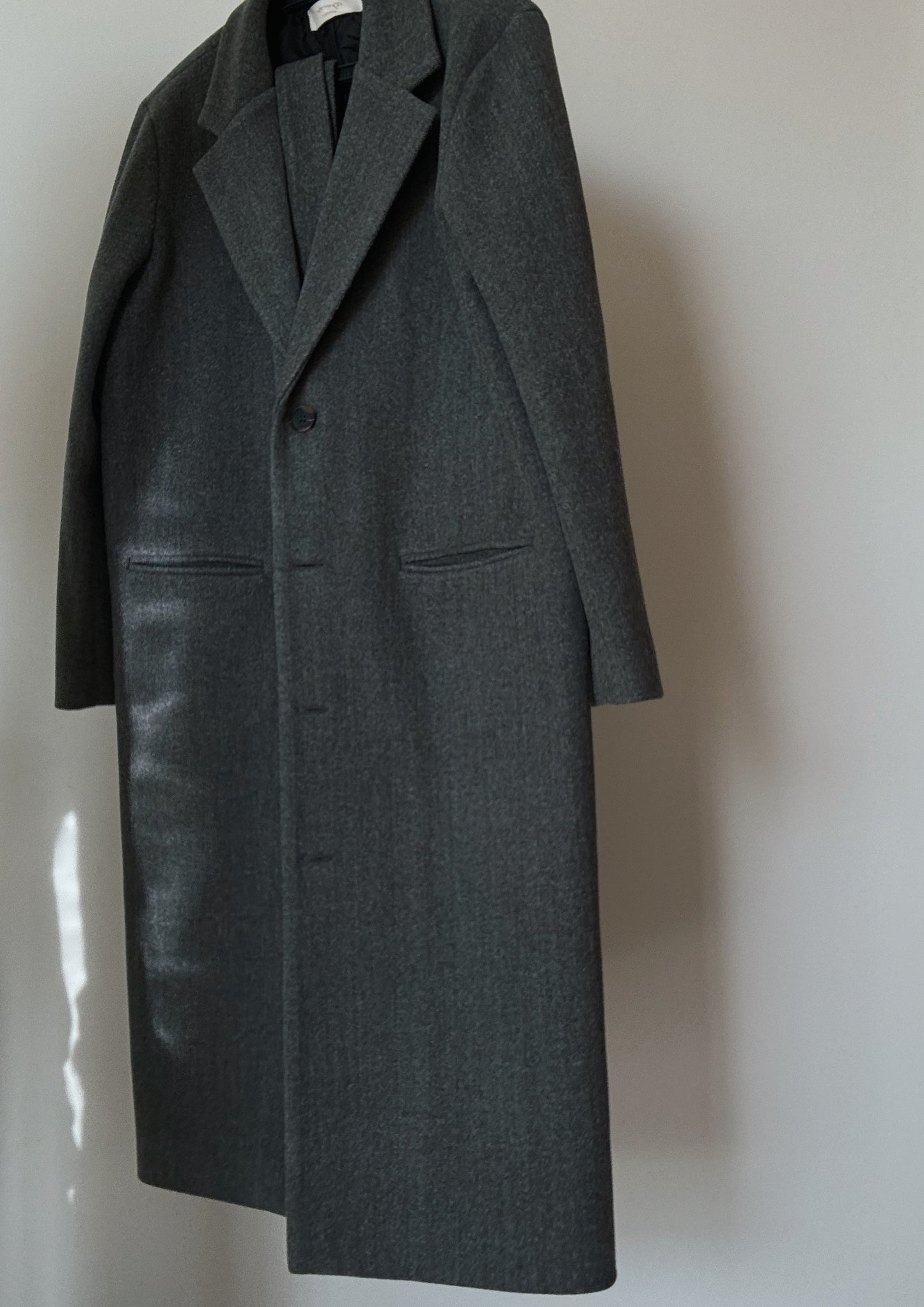 Long Grey Belted Coat (wool-blend)