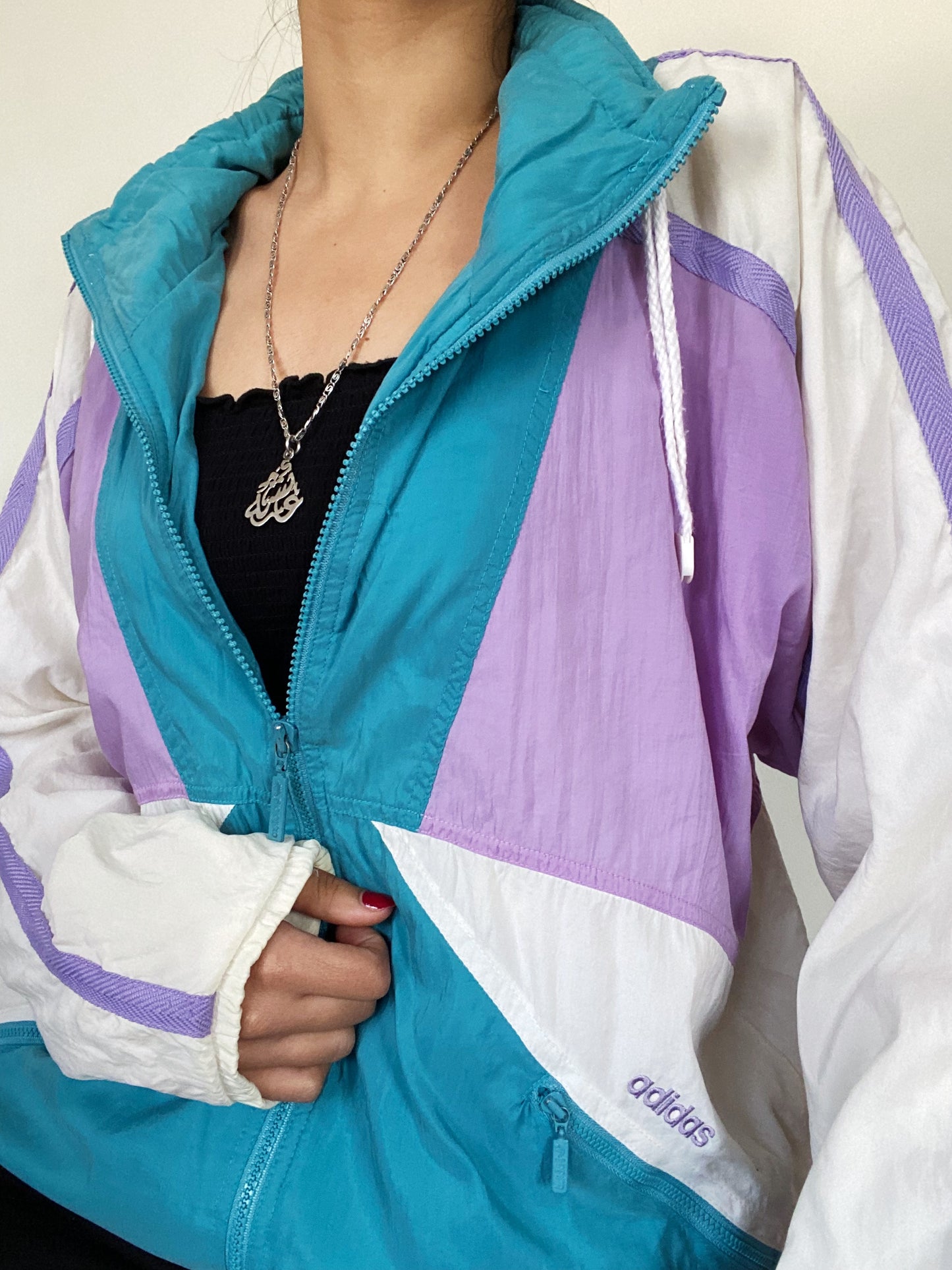 Vintage Adidas White & Purple Windbreaker