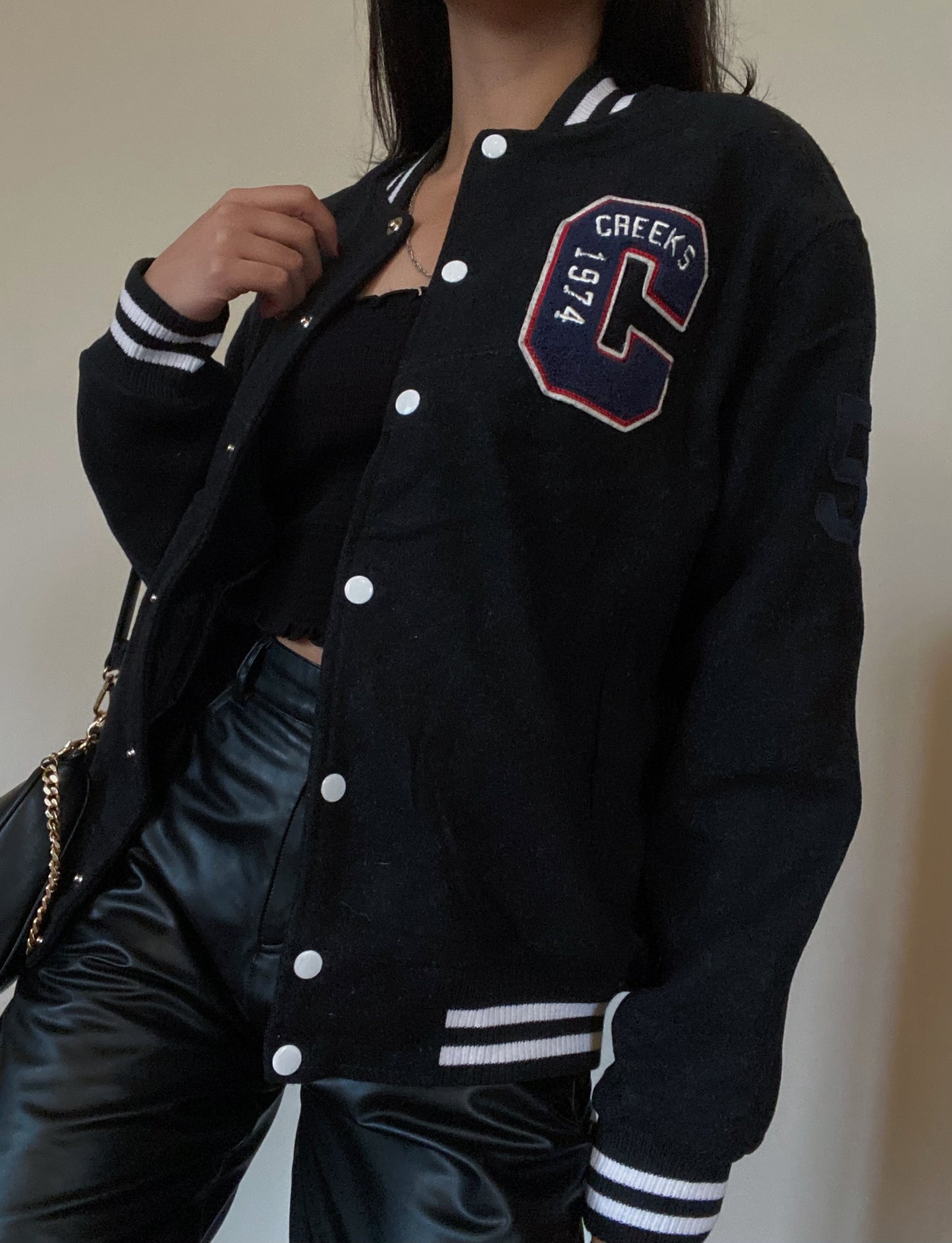 Wool Letterman Jacket (Charcoal)