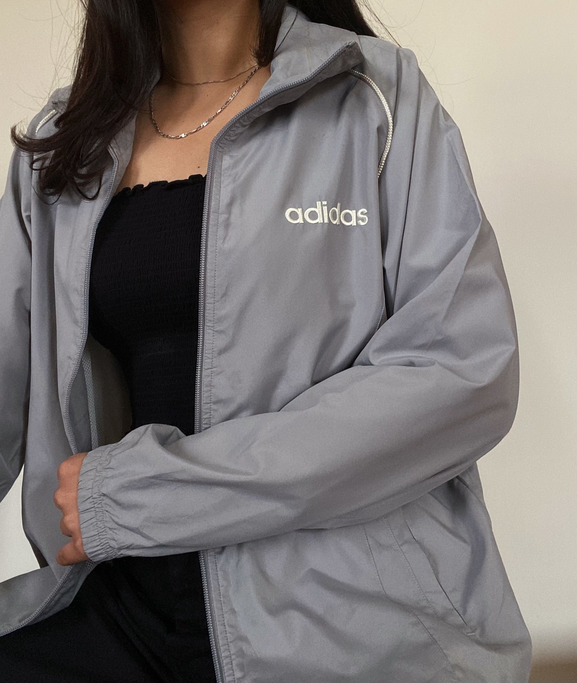 Adidas Grey Windbreaker – Thrifted by Clique