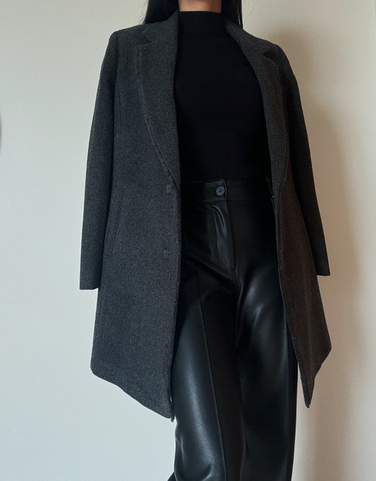 Dark Grey Midi Coat (70% Wool)