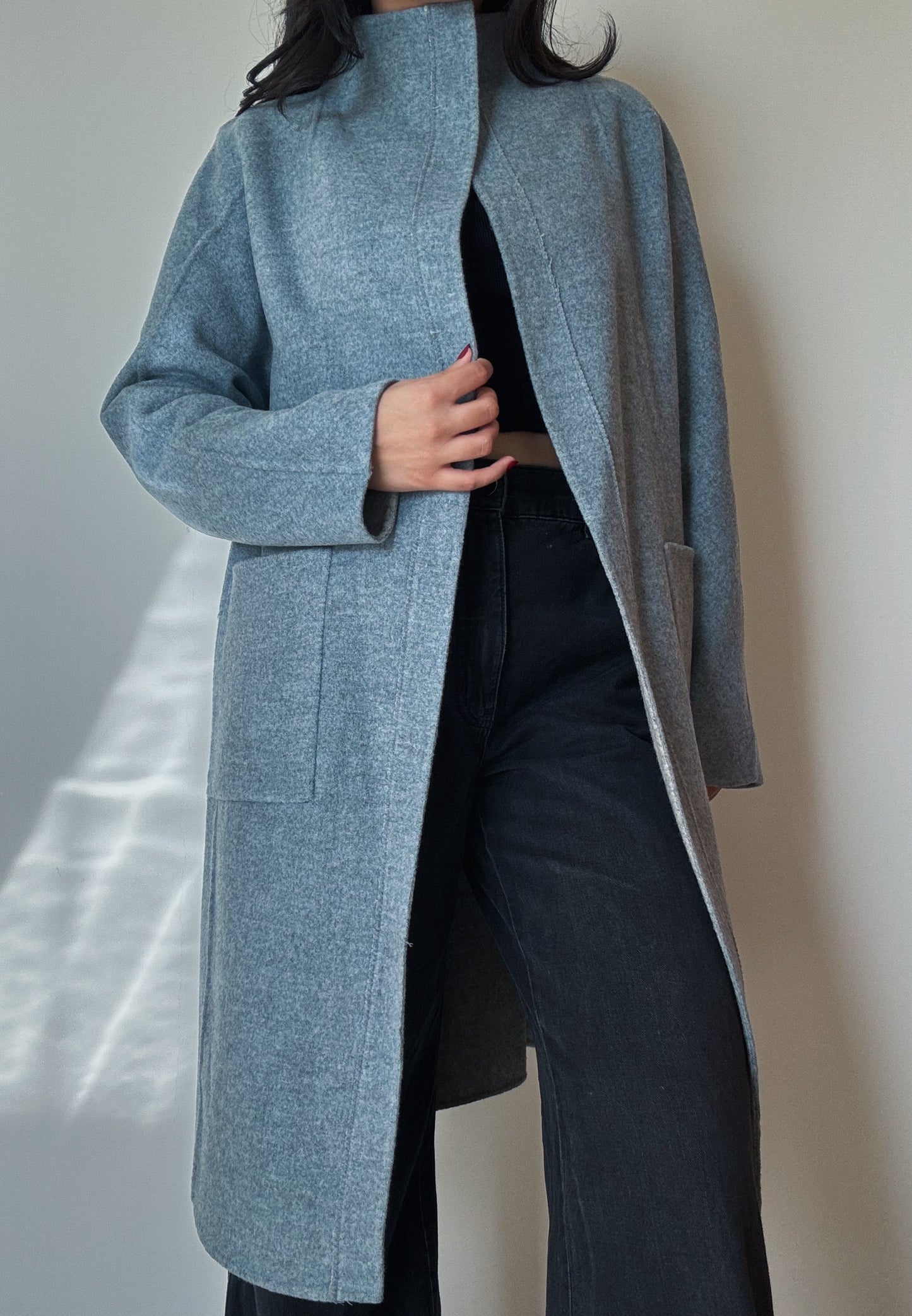 Mint Blue/Grey Cashmere Coat (Handmade)