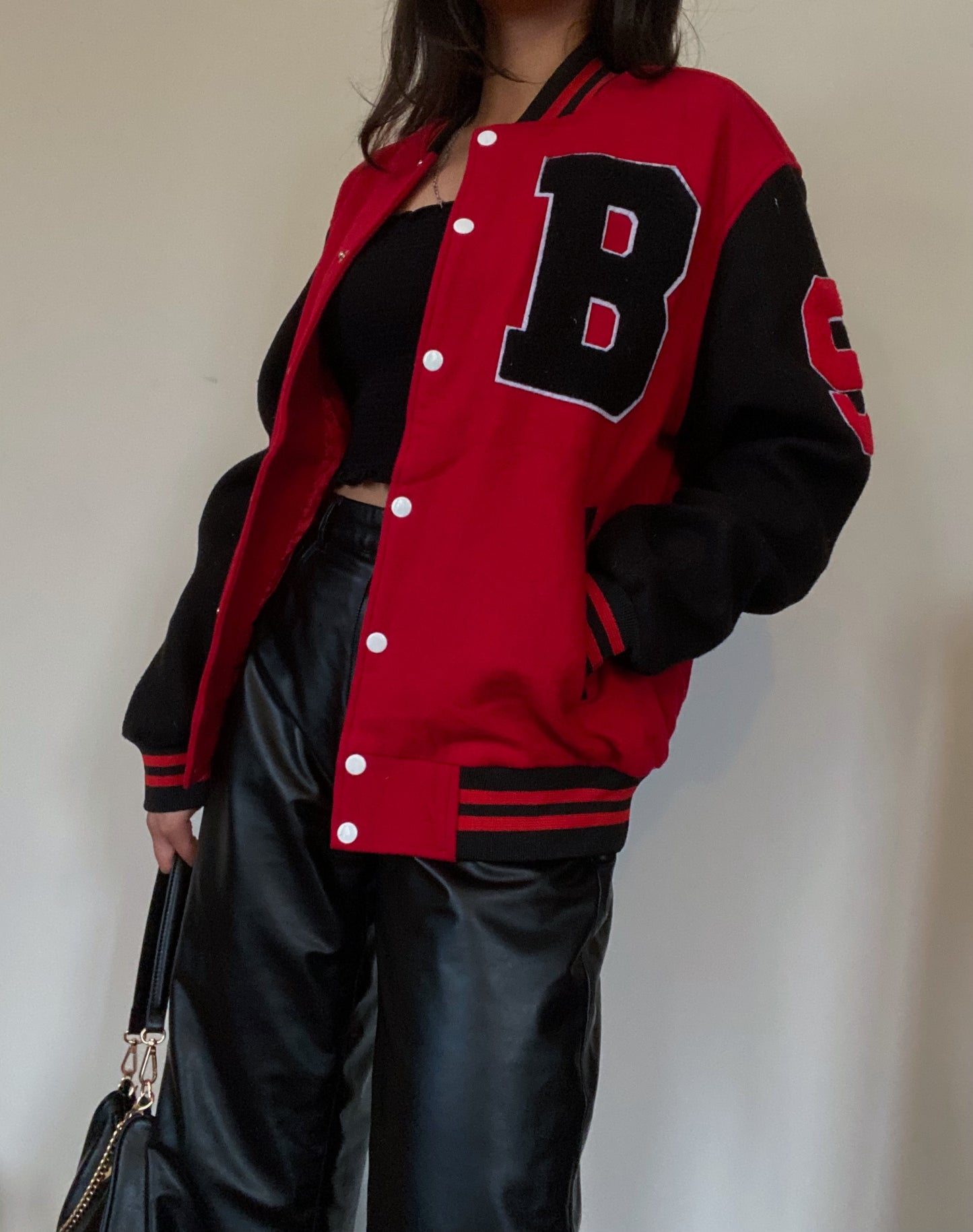 Wool Letterman jacket (Red & Black)