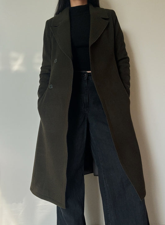 Navy Long Coat (90% Wool)