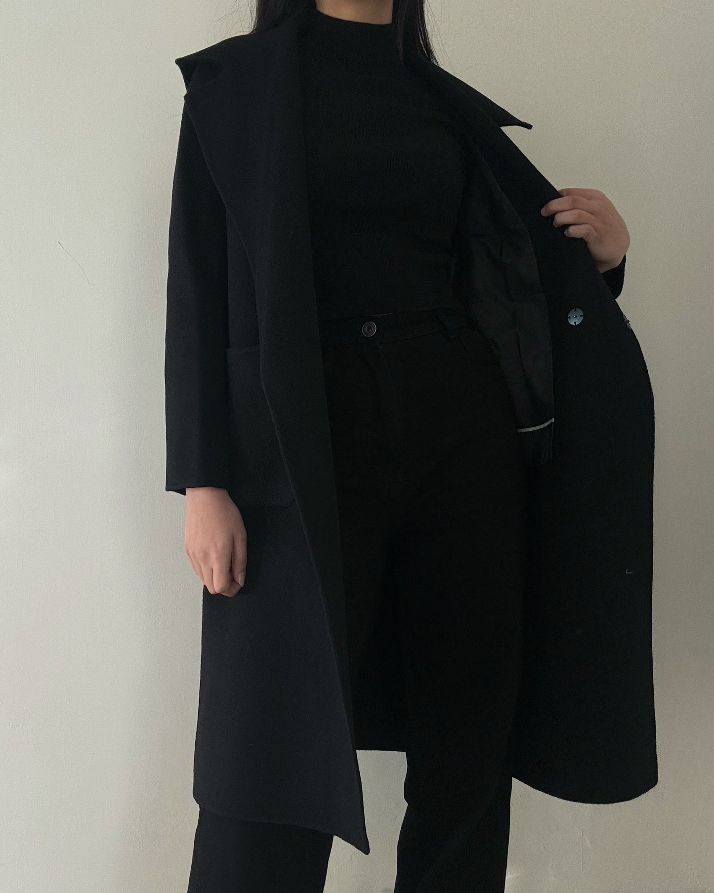 Black Handmade Coat (50% Wool)