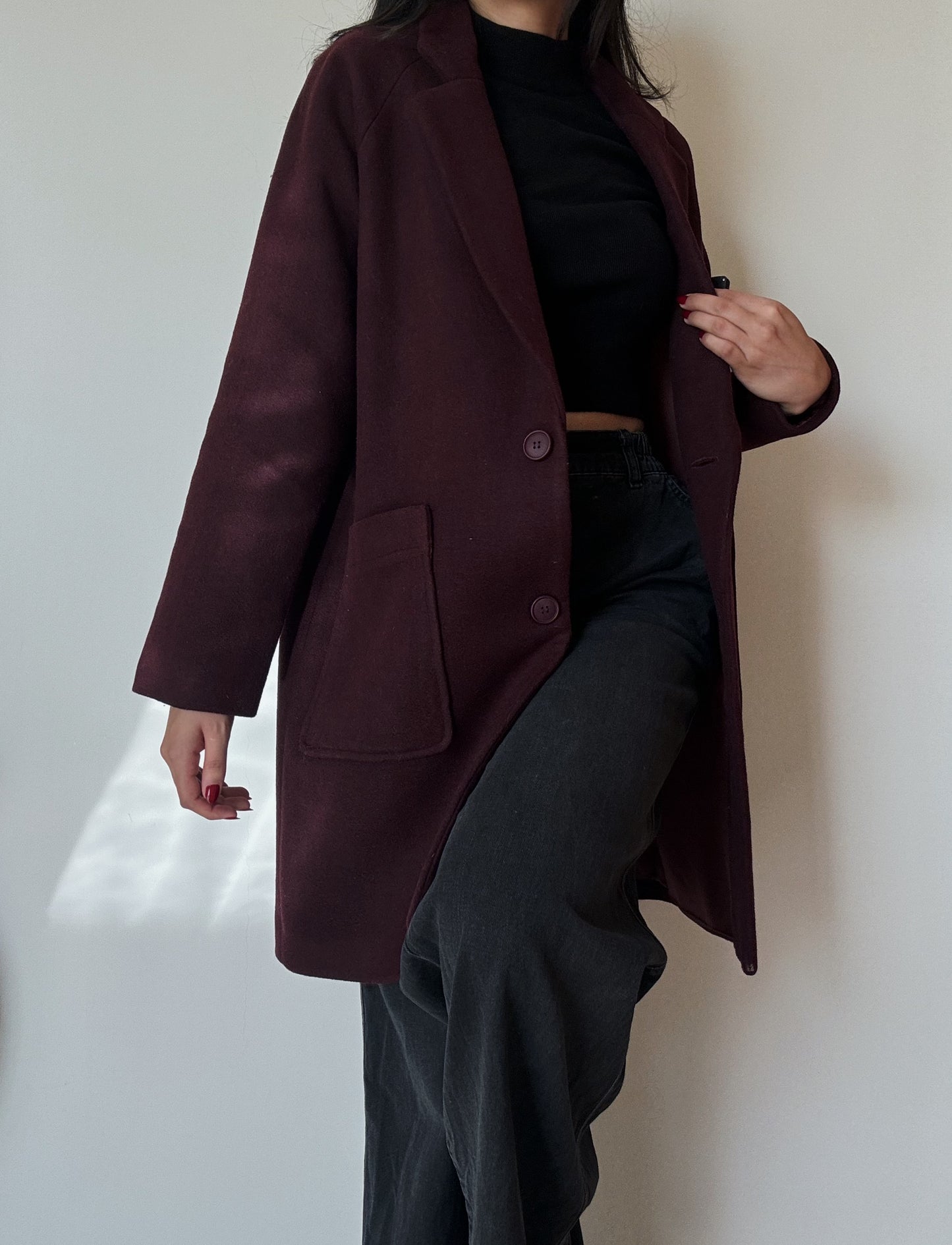 Maroon Midi Coat