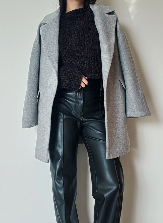 Grey Wool Coat (76% Wool)