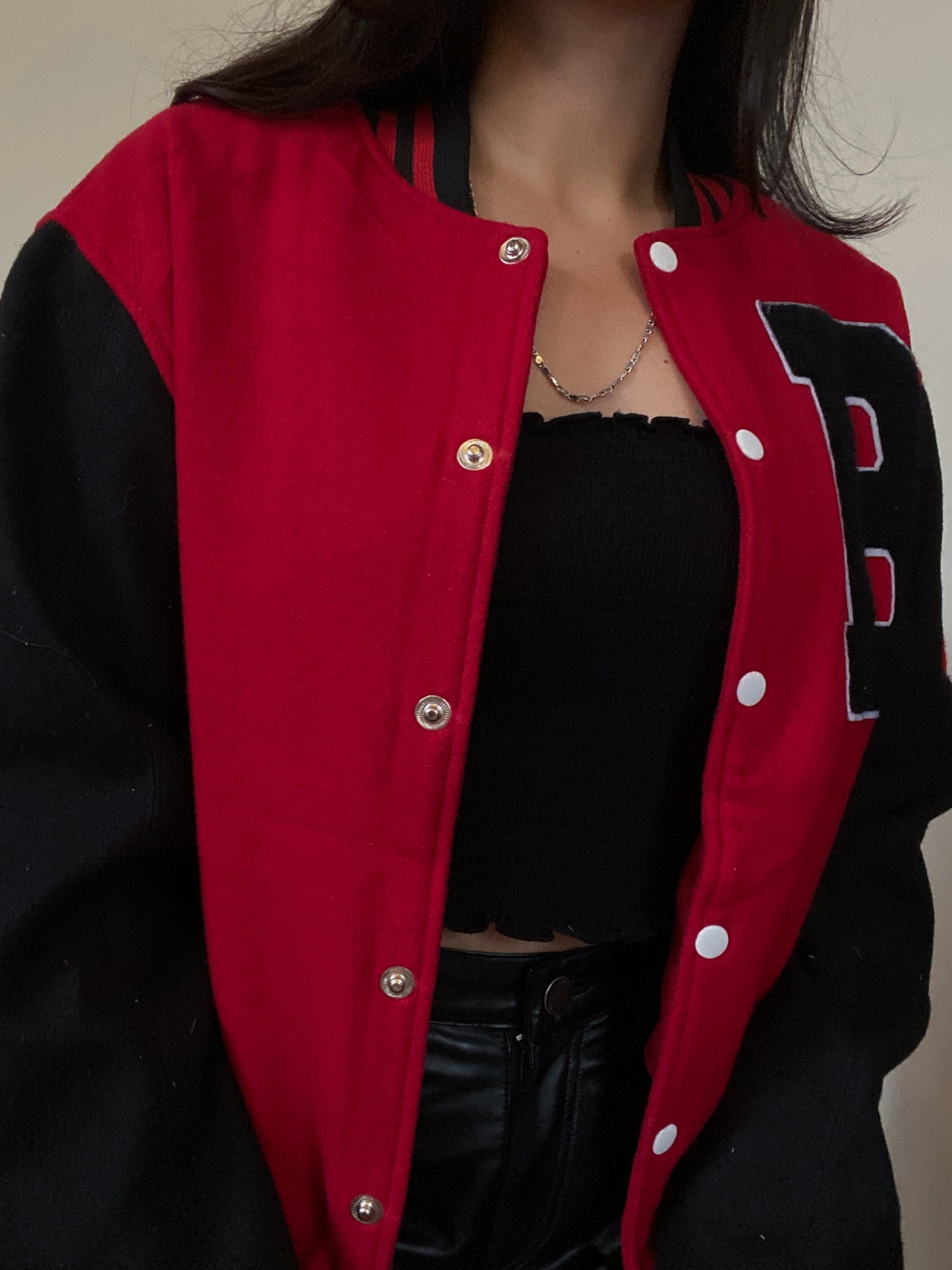 Wool Letterman jacket (Red & Black)