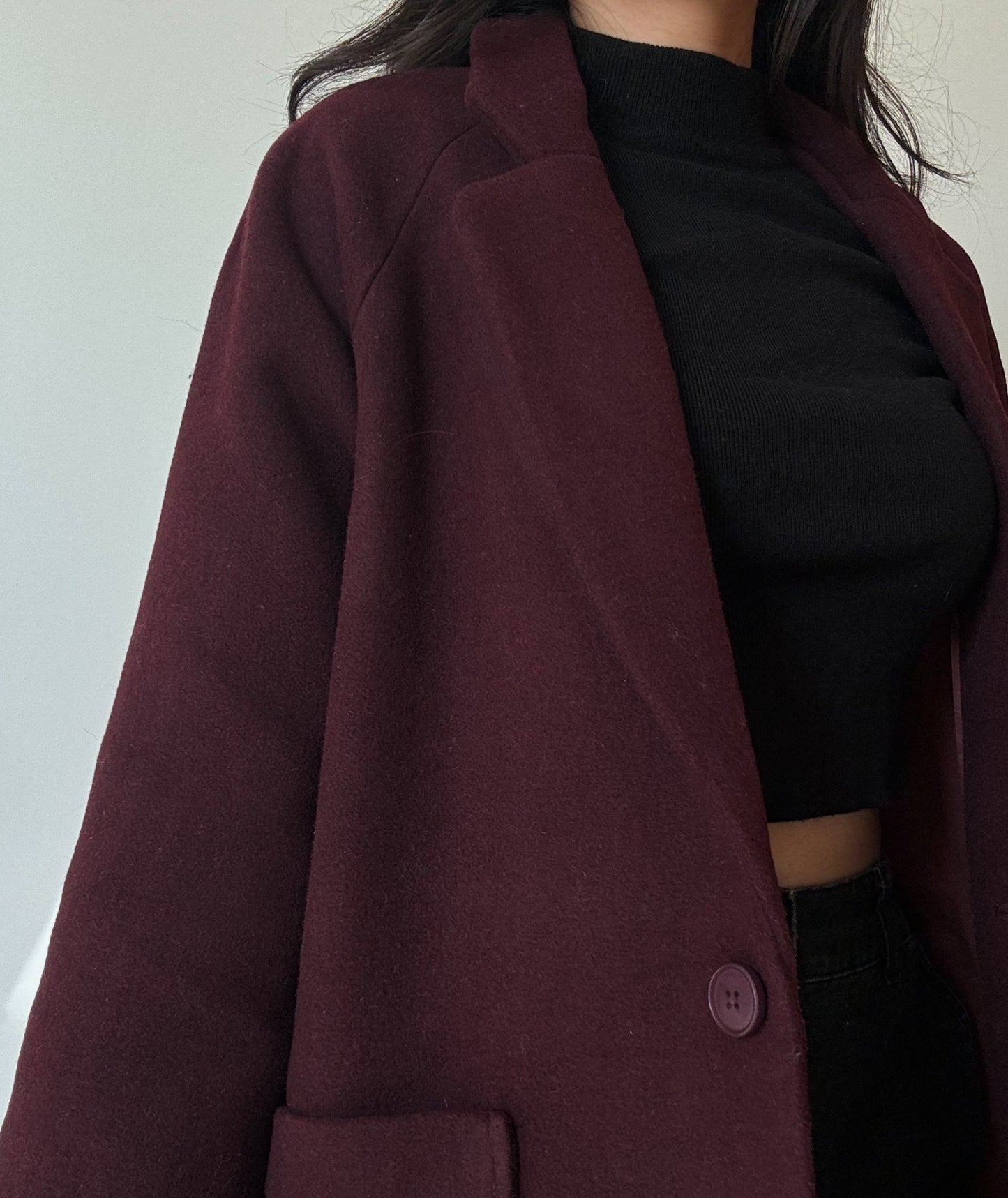 Maroon Midi Coat