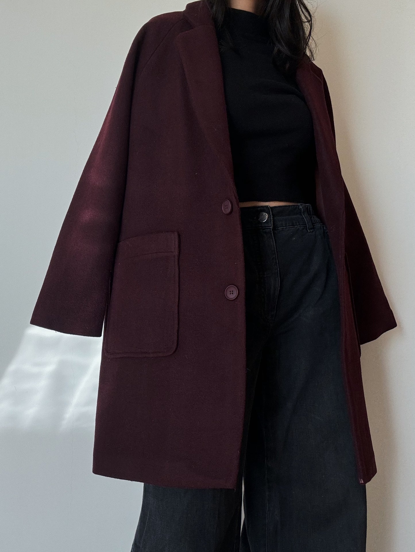 Maroon Midi Coat