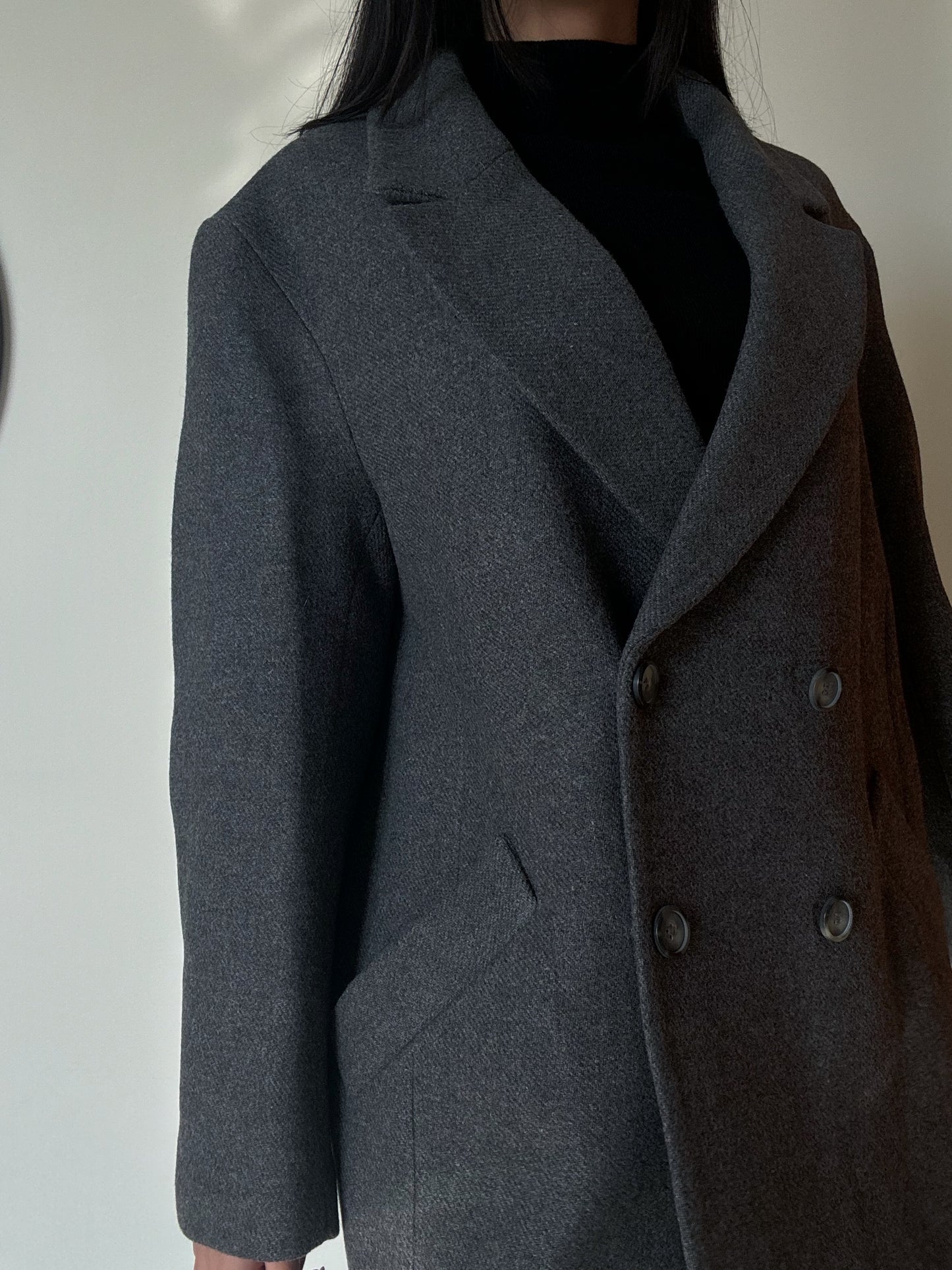 Grey Structured Italian Coat (65% Wool)