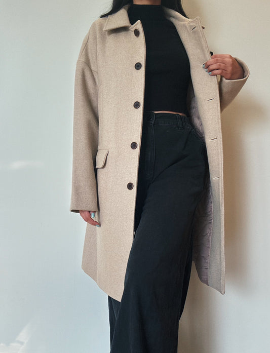 Sand Long Coat (Wool-Blend)