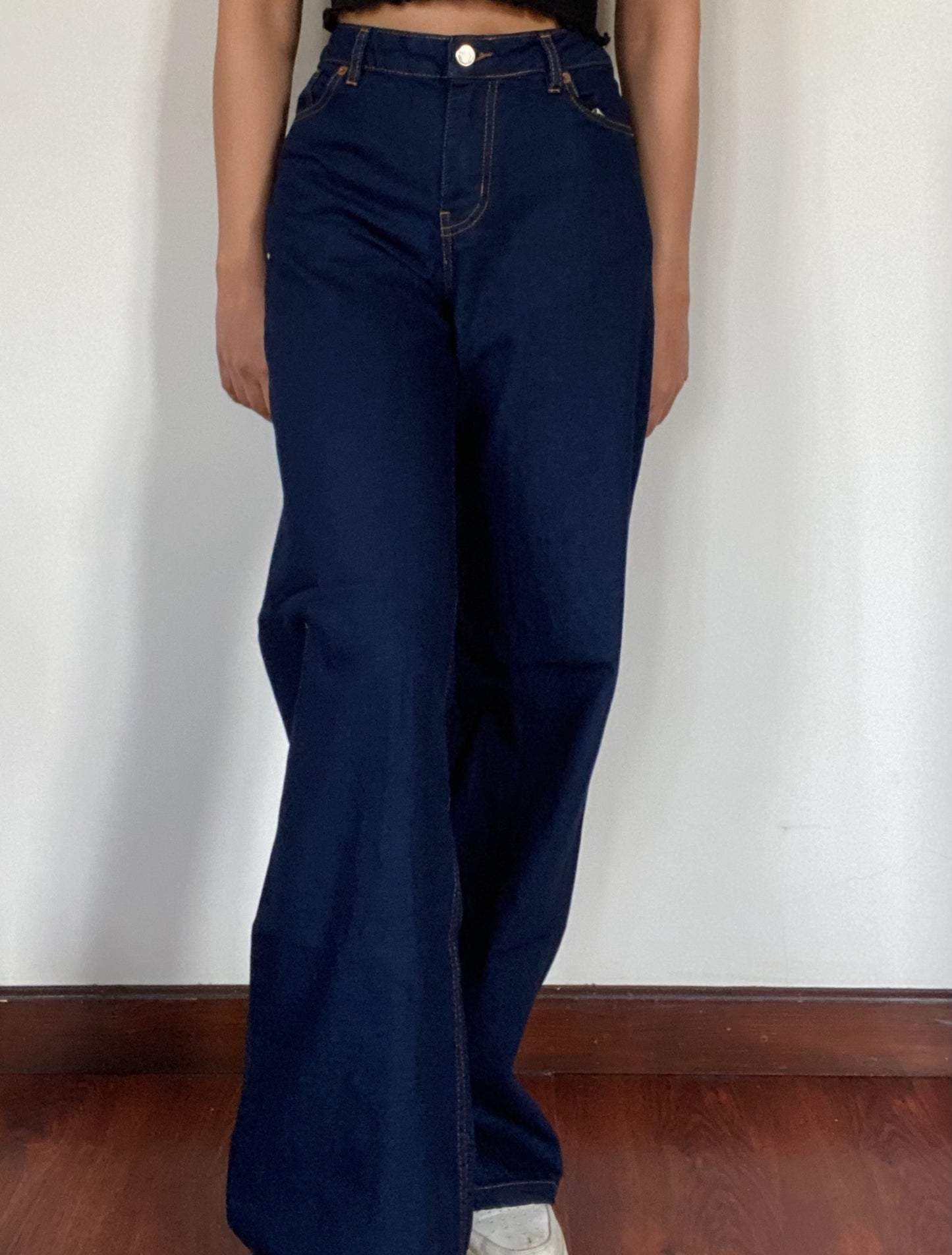 Mango Dark Blue Wide Leg Jeans