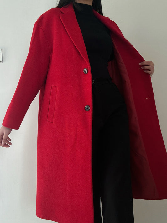 Long Red Coat 47% Wool